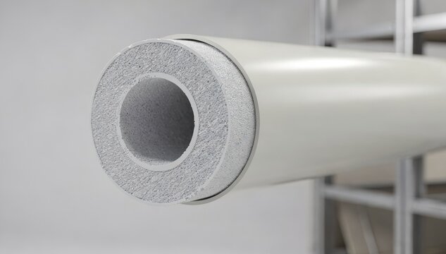 Medium shot showing foamed core multilayer pipe structure designed for superior insulation and lightweight strength in construction environments.