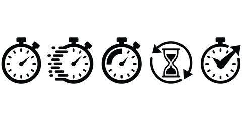 Fototapeta premium Stopwatch icons representing time, speed, and countdown