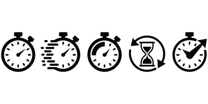 Stopwatch icons representing time, speed, and countdown