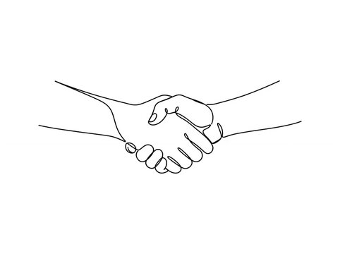 Minimalist Handshake Line Art Illustration on Black Background