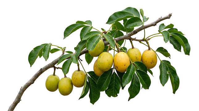 Fresh yellow hog plum fruits on branch
