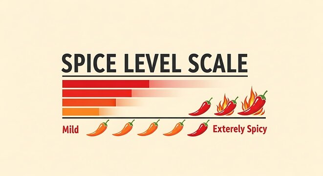 Spice level scale from mild to extremely spicy.