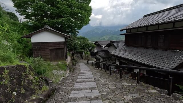 Echoes of Edo: Traditional Streets and Summer Hydrangeas at Magome-juku, Vibrant Ajisai and Nostalgic Paths of  Ancient Nakasendo in the Kiso Valley, Gifu, Japan