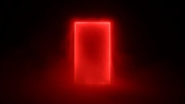 Glowing red neon rectangle light.