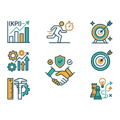Fototapeta premium A set of business and management strategy icons on white