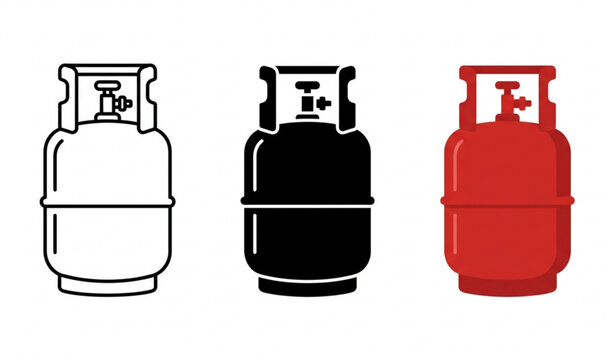 Lpg Gas Cylinder Icon Set Flat Vector Illustration