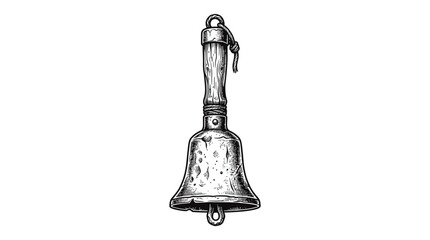 Vintage Hand Bell Sketch - Antique Service Bell Illustration © Zahem