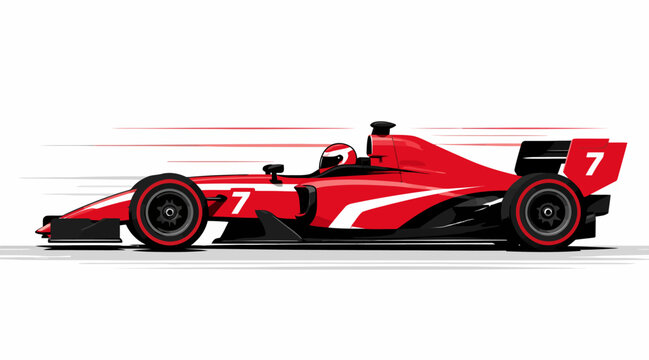A red race car speeding on a track with motion blur