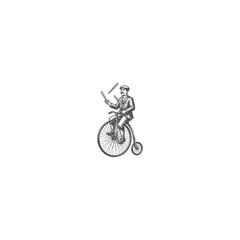 Obraz premium Vintage Illustration of Juggler Riding Penny Farthing Bicycle