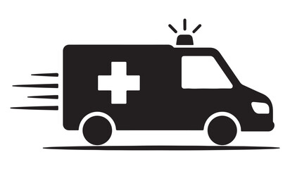 Black Ambulance Icon with Speed Lines © Madaheen