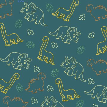 seamless pattern with dinosaurus