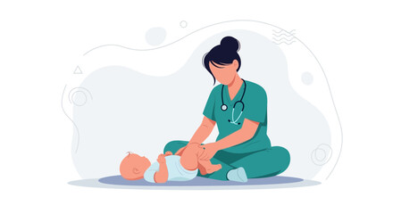 Obraz premium Nurse Caring for Infant, Maternity Healthcare, Newborn Care, Medical Support