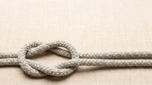 Textured rope knot on neutral background with minimalist style  