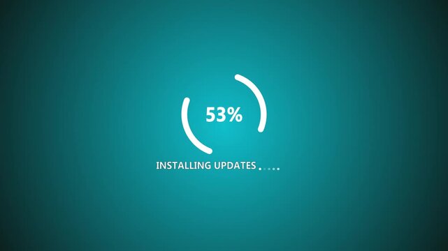 Installing Updates Animation with Circular Progress Indicator and Futuristic System Interface on Teal Gradient Background 4k animation video