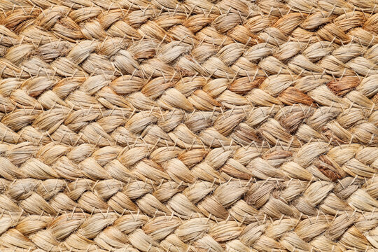 close-up of woven natural fiber rope texture