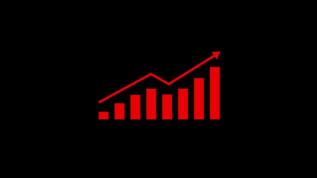 Motion animated footage. Statistics bars columns growth, arrow up. Finance, Bar graph going up, Profit concept. animation