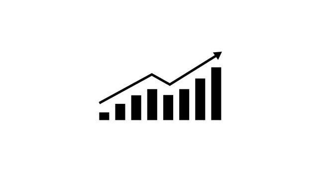 Motion animated footage. Statistics bars columns growth, arrow up. Finance, Bar graph going up, Profit concept. animation