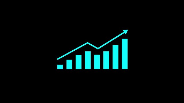 Motion animated footage. Statistics bars columns growth, arrow up. Finance, Bar graph going up, Profit concept. animation