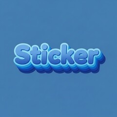 Fototapeta premium Blue Bubble Sticker Text Floating on Simple Blue Background