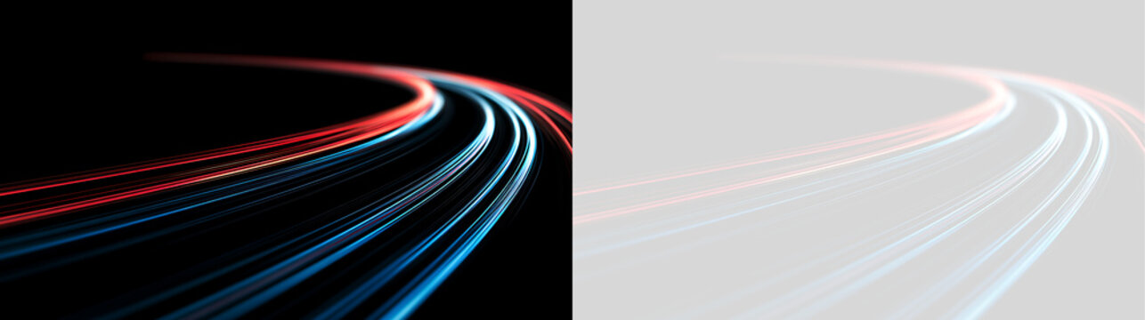 Abstract Red and Blue Energy Light Trails PNG Overlay on Transparent Background