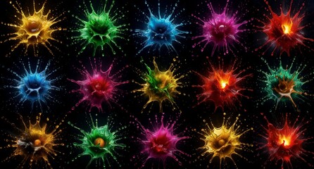 Fototapeta premium Vibrant Colorful Abstract Explosion Burst Background Digital Art