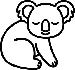 Cute koala bear outline icon, sleeping animal, minimalist illustration © dinny