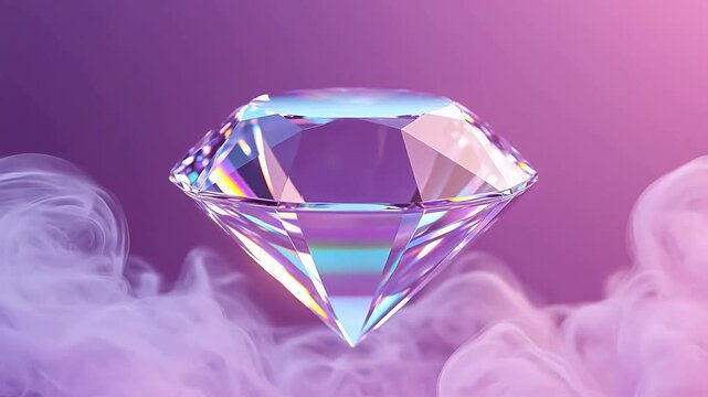 Diamond floating above purple smoke