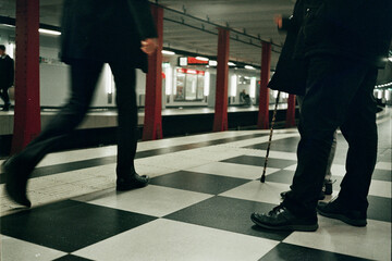 Fototapeta premium people walking in the subway train station