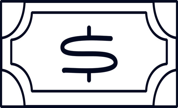 Simple cash money symbol line art illustration.