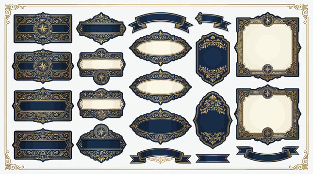 Vintage ornamental frames and banners, ornate borders, elegant design elements