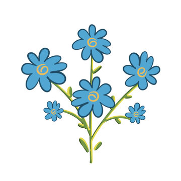Blue Daisy Flora ilustration