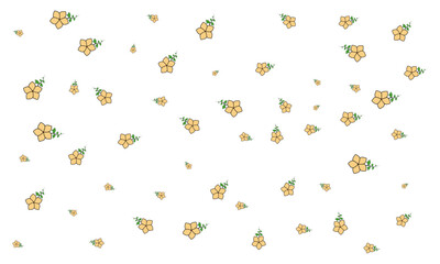 Tropical yellow plumeria flowers with green leaves scattered on transparent background for exotic summer botanical design © yousuf757