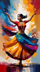 Fototapeta premium Vibrant dancer in colorful traditional attire
