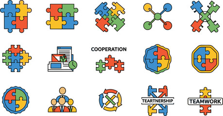 Fototapeta premium Puzzle Pieces Representing Cooperation, Teamwork, and Partnership Concepts Featuring Collaboration, Unity, Connection