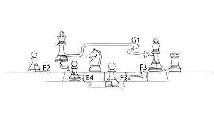Chess Strategy: Pawn Push and Knight Maneuver Illustration with Arrows © Zeyi