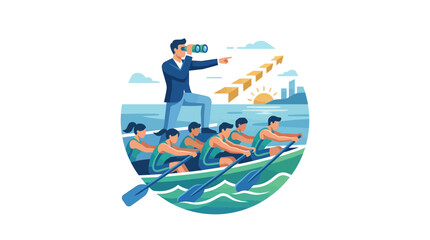 Visionary business leader guiding a rowing team to success © Egi