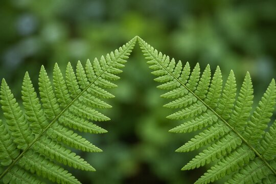 Two symmetrical fern leaves meeting at their tips, forming a natural miter joint pattern.