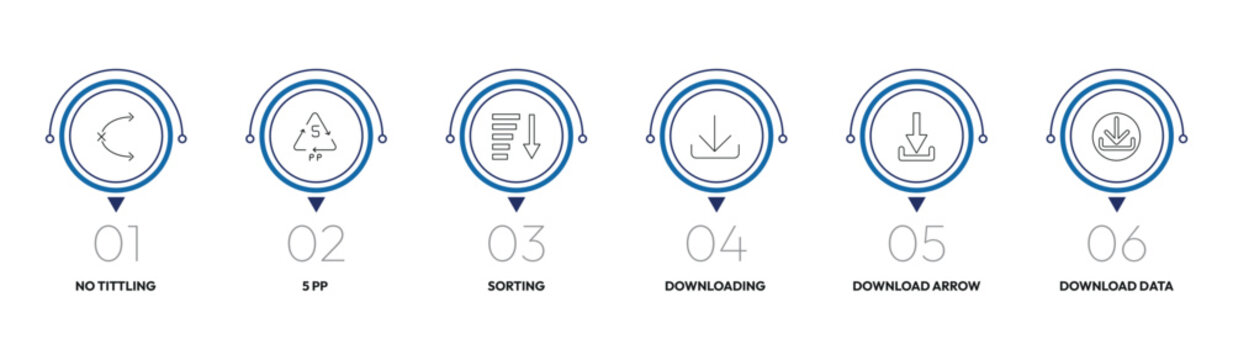 user interface outline icon set. no tittling, 5 pp, downloading, download data and more. linear vector collection. editable stroke
