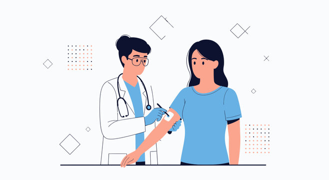 Doctor Vaccinating Patient with Syringe, Healthcare Concept
