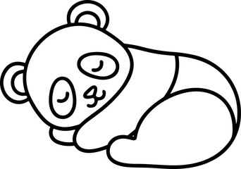 Cute Sleeping Panda Bear Cub, Simple Line Art Illustration, Adorable Baby Animal © keenan
