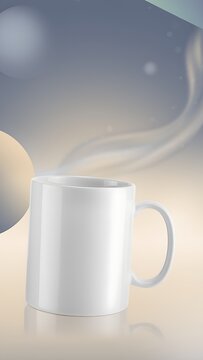 Minimalist Mug with Rising Steam Abstract Composition.