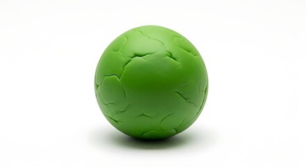 Fototapeta premium Green Cracked Sphere Resting on White Studio Background