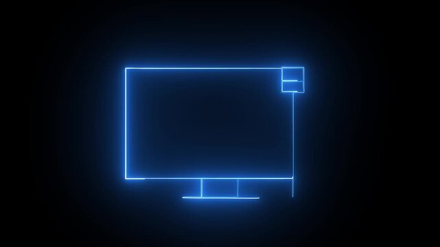 Neon square frame animation. glowing neon square rectangle picture frame icon animation.
