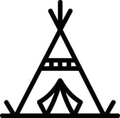 Minimalist Native American Teepee Icon, Tribal Shelter Outline © Brian