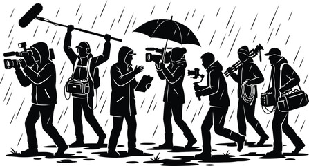 Film crew working in heavy rain during outdoor shoot © MD. SOHAN MIA