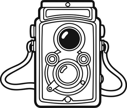Vintage Twin Lens Reflex Camera Illustration