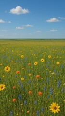 Fototapeta premium Vibrant wildflower meadow wallpaper.