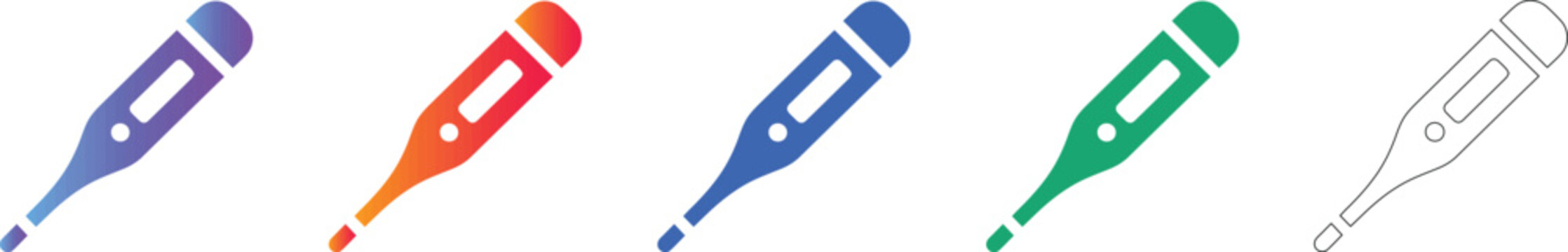 Digital Medical Thermometer Icon Set