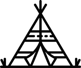 Tipi tent icon, simple outline drawing, traditional native american dwelling, isolated vector illustration © Brian