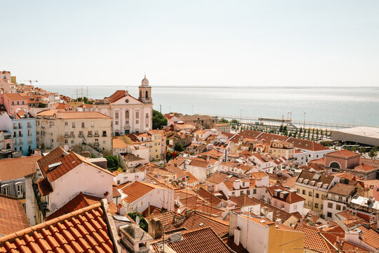 Lisbon, Portugal city panoramic skyline. Summer travel and tourism concept